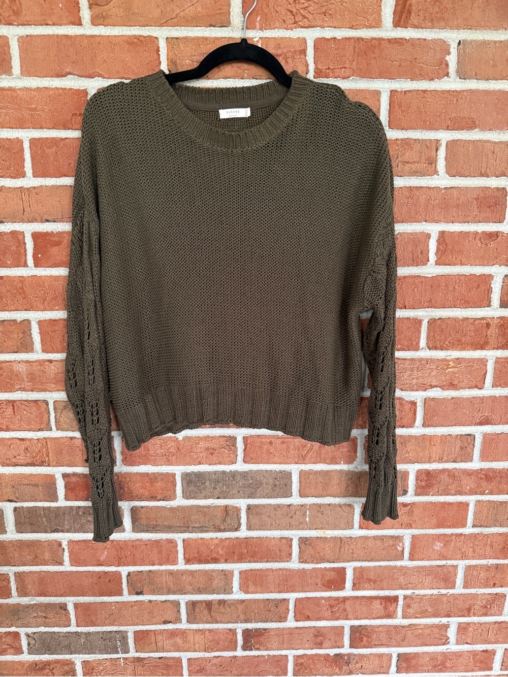 Harper Olive Green Crewneck Knit Sweater